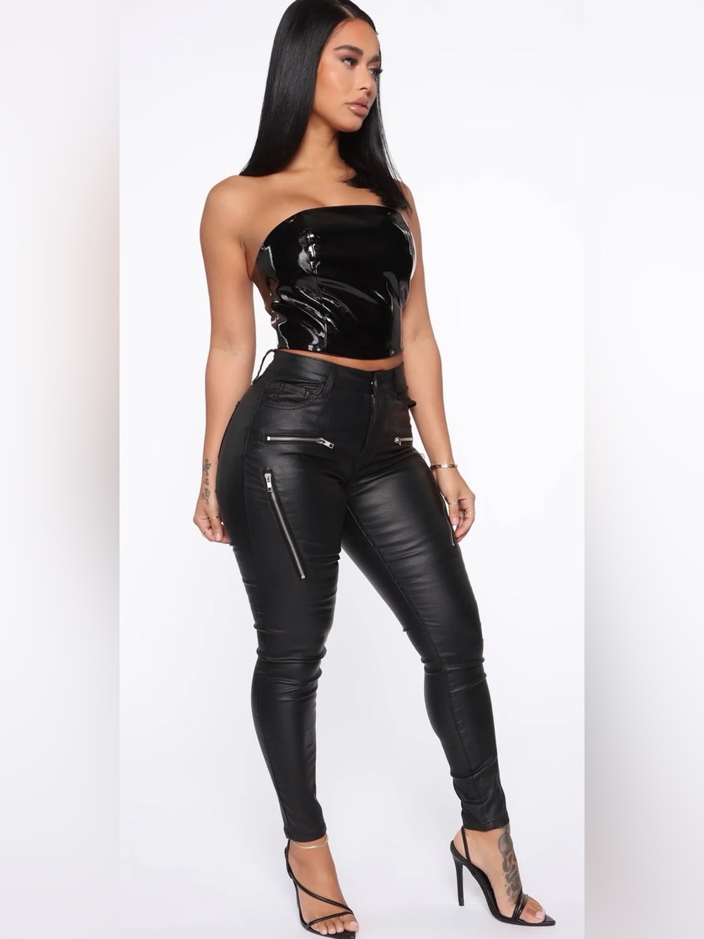 High-Rise Black Faux Leather Moto Pants